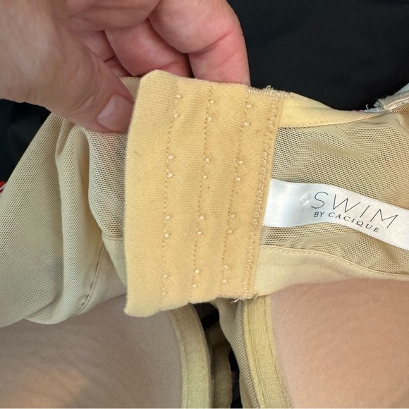 Cacique for Lane Bryant Pink Striped Underwire Full Coverage Tankini Top - Picture 5 of 8